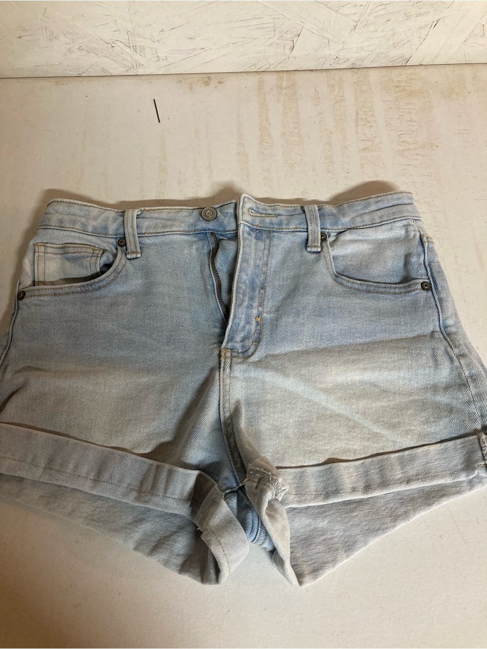 Celebrity Pink Light Wash Denim Rolled-Hem Shorts